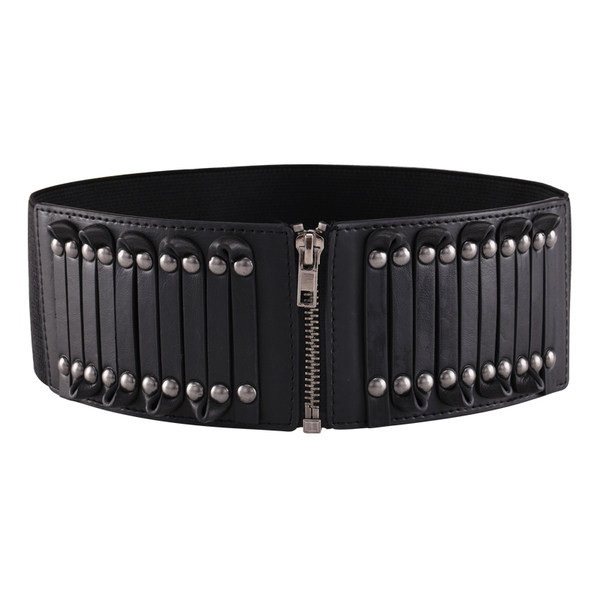 Széles modell női öv cipzárral és fűzőlyukakkal