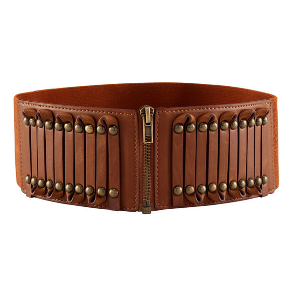 Széles modell női öv cipzárral és fűzőlyukakkal