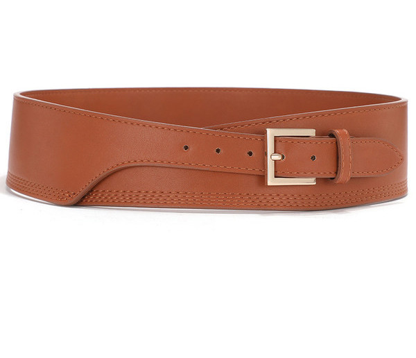 Modern széles bőr öv fém csattal