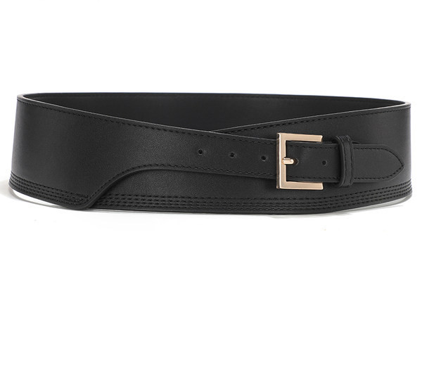 Modern széles bőr öv fém csattal