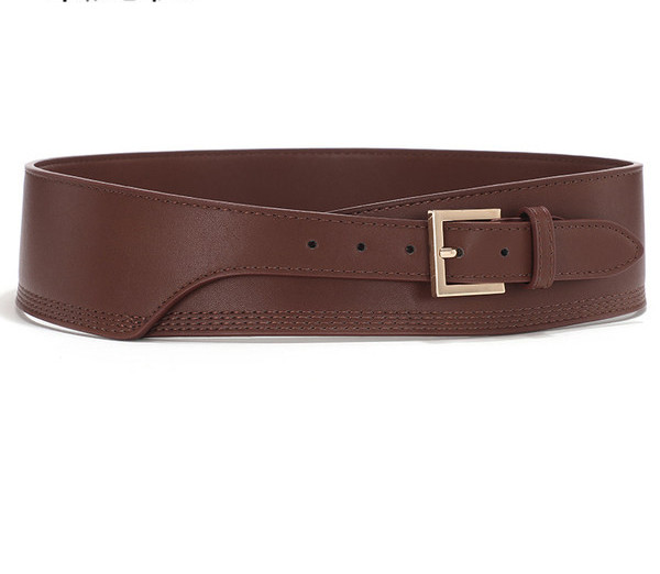 Modern széles bőr öv fém csattal
