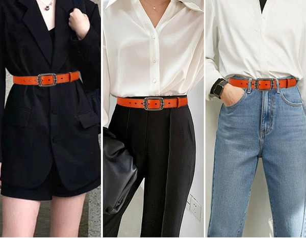 Női bőr öv fém csattal