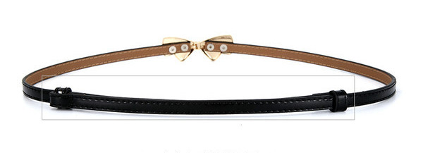 Stílusos női vékony bőr öv szalaggal
