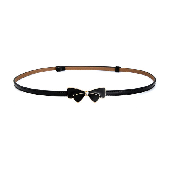 Stílusos női vékony bőr öv szalaggal