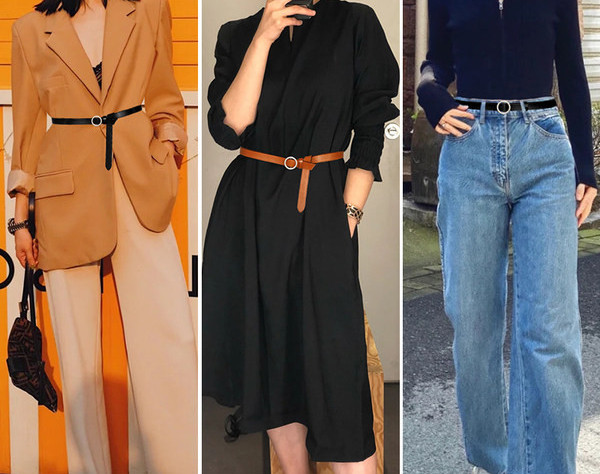 Bőr vékony női öv - két színben