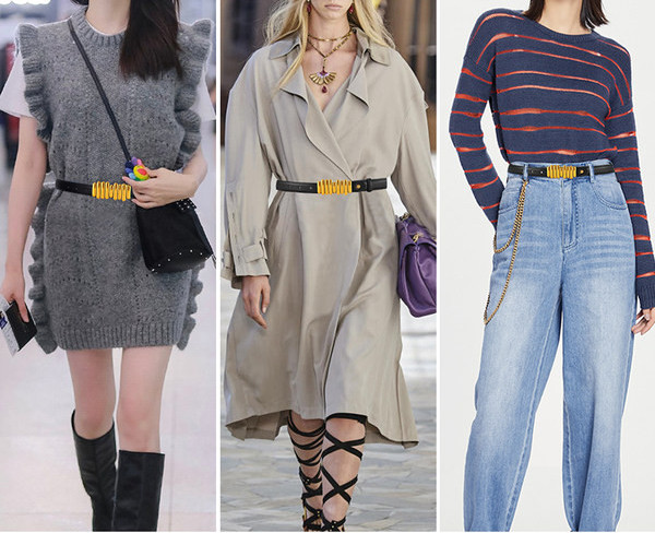 Modern bőr öv fém díszítéssel