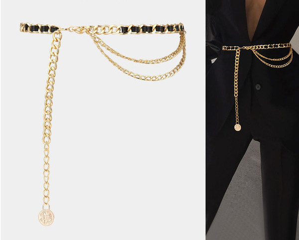 Stílusos női fém öv medállal