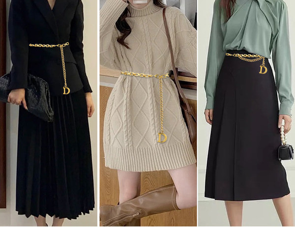 Női fém lánc öv - arany színű