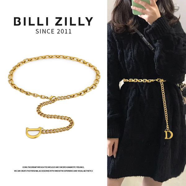 Női fém lánc öv - arany színű