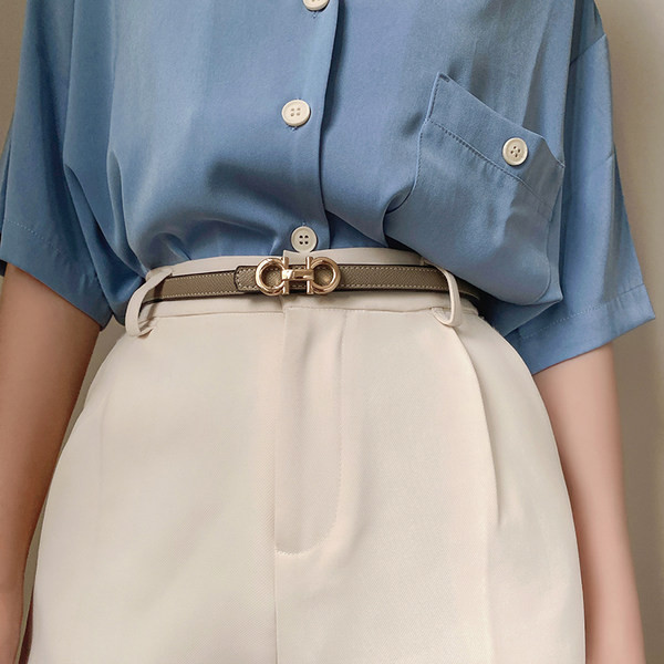 Modern női bőr öv fém díszítéssel