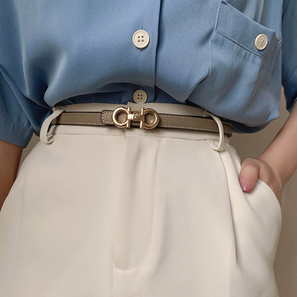 Modern női bőr öv fém díszítéssel