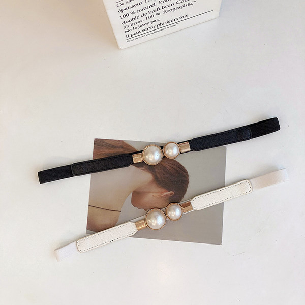 Elegáns női vékony öv dekorgyöngyökkel