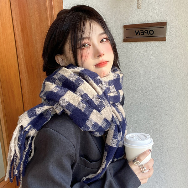 Téli kockás sál - nőknek