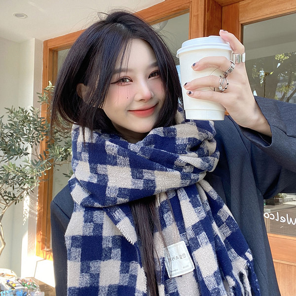 Téli kockás sál - nőknek