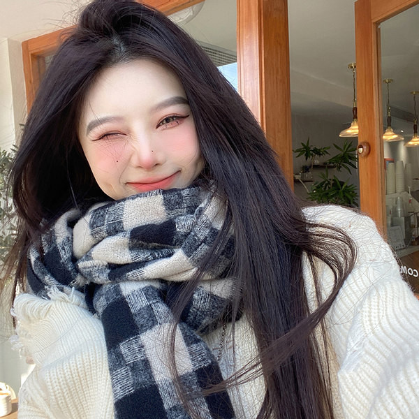 Téli kockás sál - nőknek