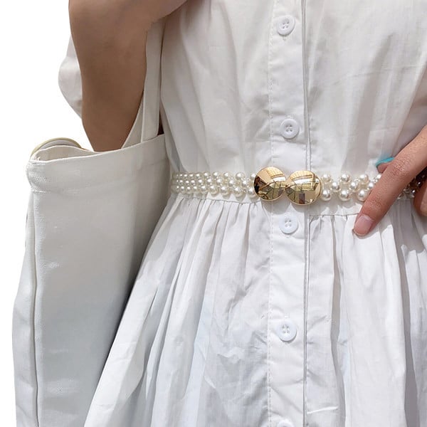 Modern női gyöngyös öv - fém csat