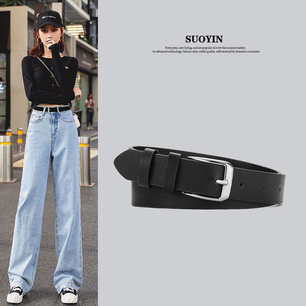 Női alkalmi bőr öv sima modell