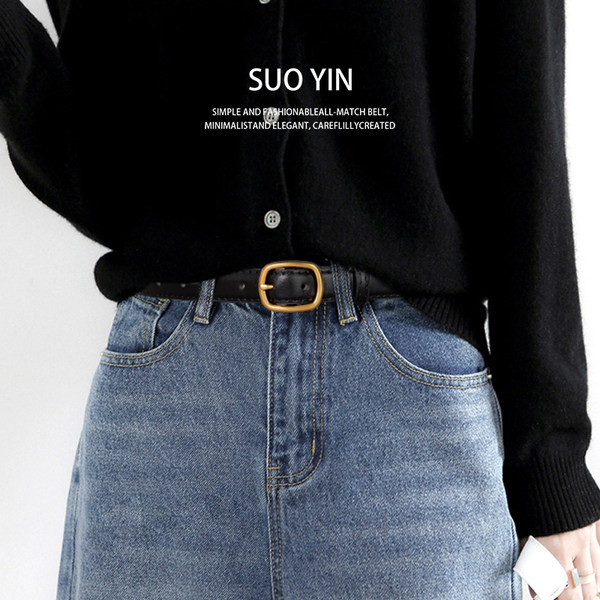 Női bőr öv arany csattal