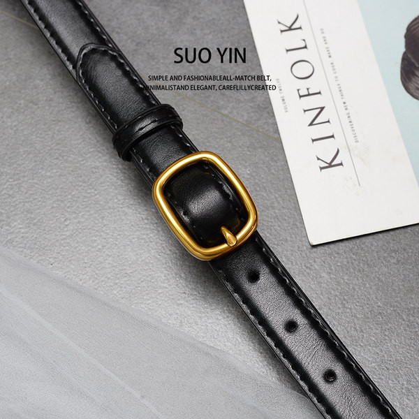 Női bőr öv arany csattal