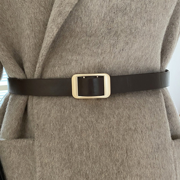 Új modell női bőr öv téglalap alakú csattal