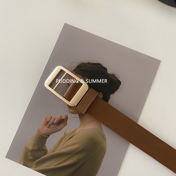 Új modell női bőr öv téglalap alakú csattal