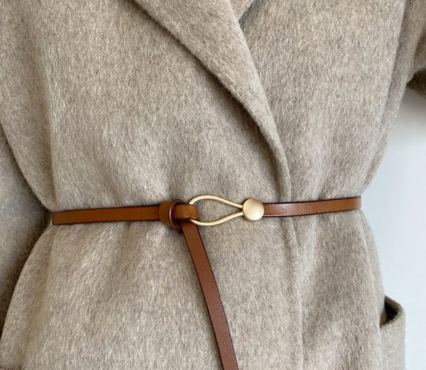 Női vékony bőr öv fém csattal több színben