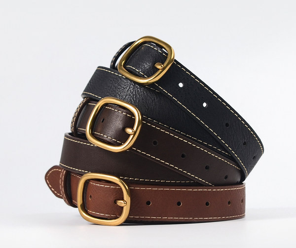 Sima modell bőr öv fém csattal nőknek