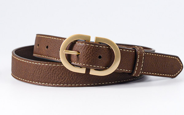 Női bőr öv arany színű kerek csattal