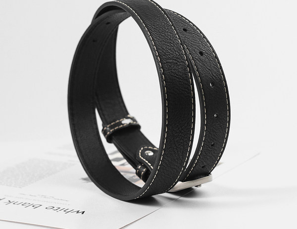 Női egyszínű ökobőr öv fekete színben