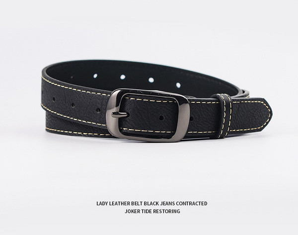 Vékony retro öv kontrasztos varrással