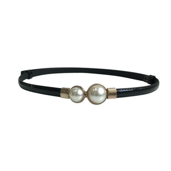 Modern női öv fekete színben, díszítőgyöngyökkel