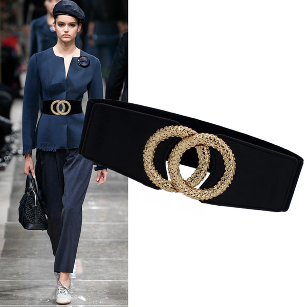 Curea lată cu element metalic de culoare neagră pentru femei