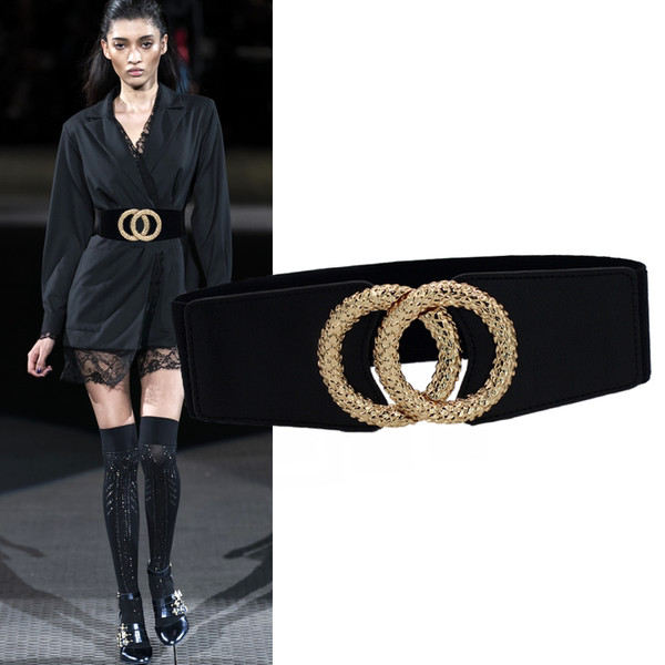 Curea lată cu element metalic de culoare neagră pentru femei