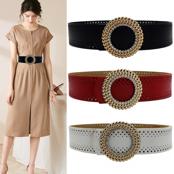Új modell női öv kerek csattal és kövekkel