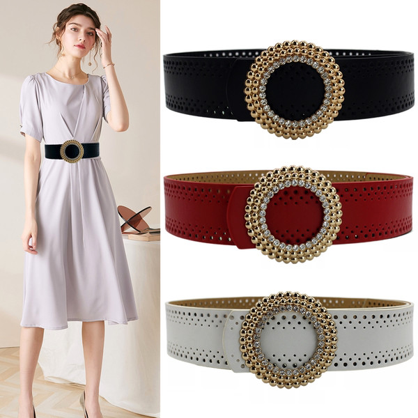 Új modell női öv kerek csattal és kövekkel