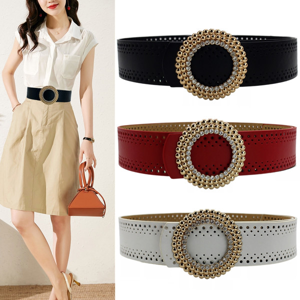 Új modell női öv kerek csattal és kövekkel
