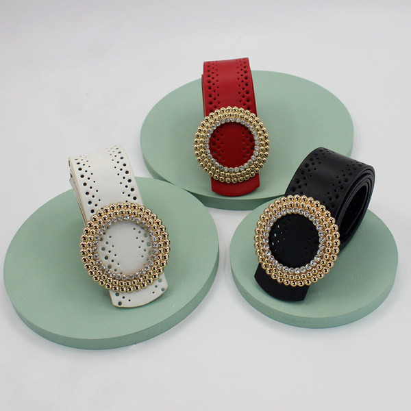 Új modell női öv kerek csattal és kövekkel