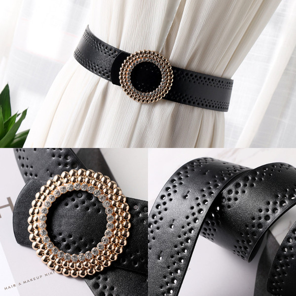 Új modell női öv kerek csattal és kövekkel