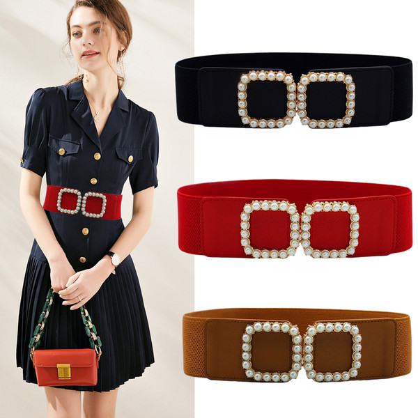 Új modell női rugalmas öv gyöngyökkel - derékhoz illő