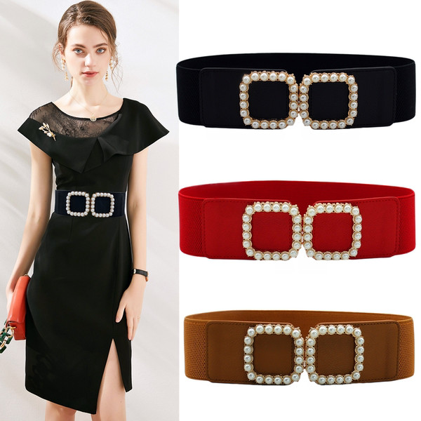 Új modell női rugalmas öv gyöngyökkel - derékhoz illő