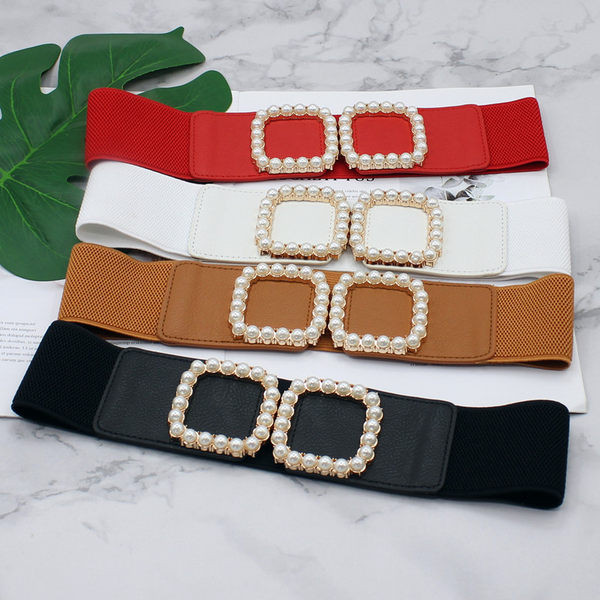 Új modell női rugalmas öv gyöngyökkel - derékhoz illő