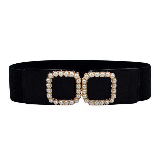 Új modell női rugalmas öv gyöngyökkel - derékhoz illő