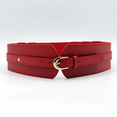 Stílusos női széles műbőr öv csattal