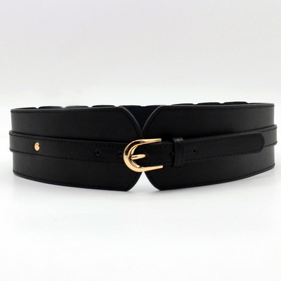 Stílusos női széles műbőr öv csattal