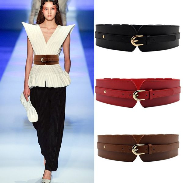 Stílusos női széles műbőr öv csattal