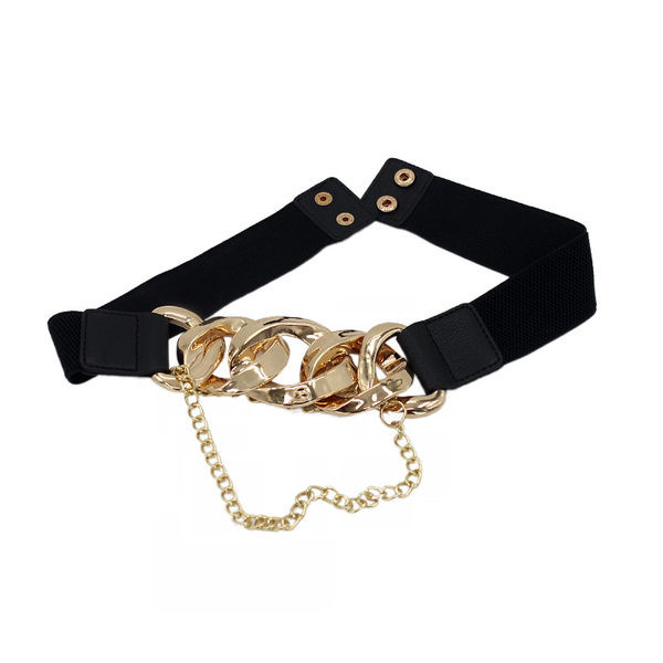 Sieviešu melna josta ar metāla ķēdīti