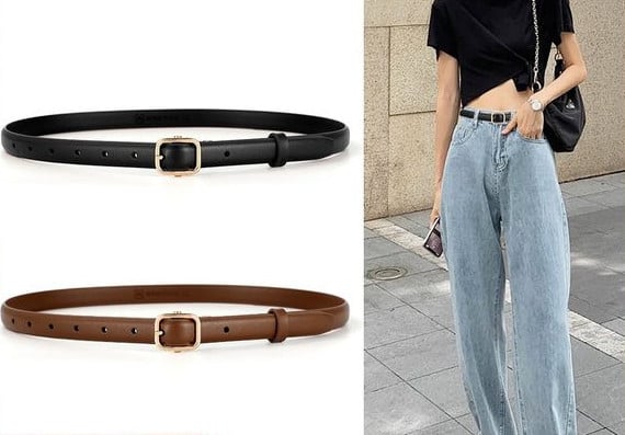 Modern női vékony bőr öv két modellben