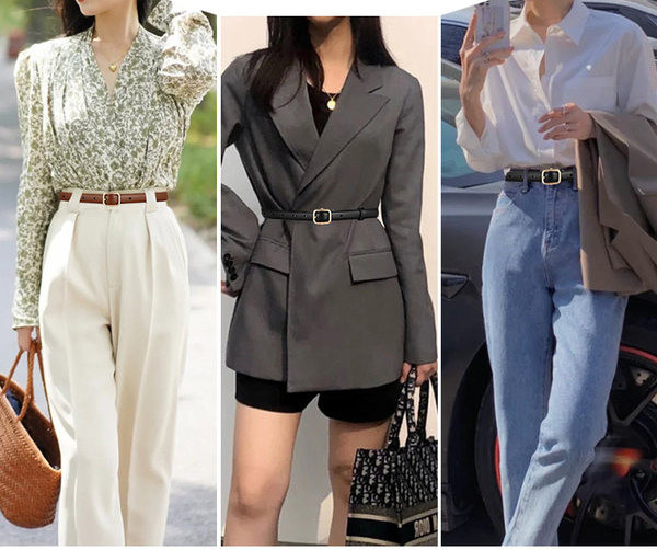 Modern női vékony bőr öv két modellben