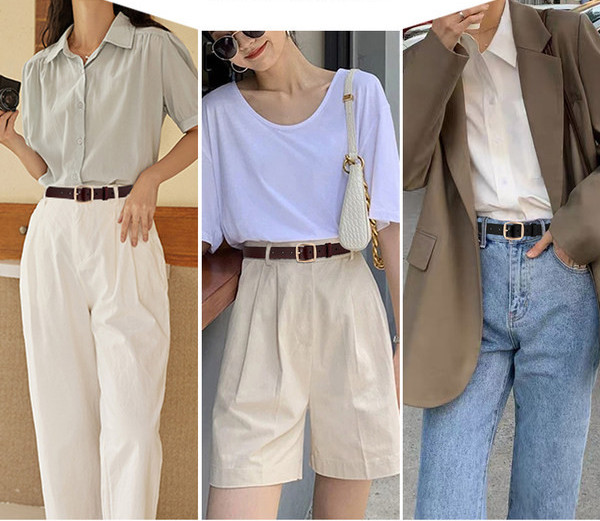 Alkalmi bőr öv fém csattal nőknek