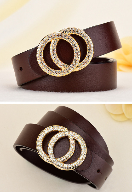 Ženski kožni remen sa ukrasnim kamenčićima